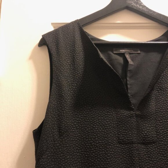 New BCBGMaxAzria Bette jacquard minimalist notch collar boxy high-low mini dress - Picture 13 of 16